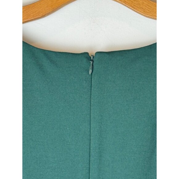 Talbots Dress Women 10 Green Refined Ponte Knit Peplum Sheath Knee Length Preppy - Picture 8 of 11